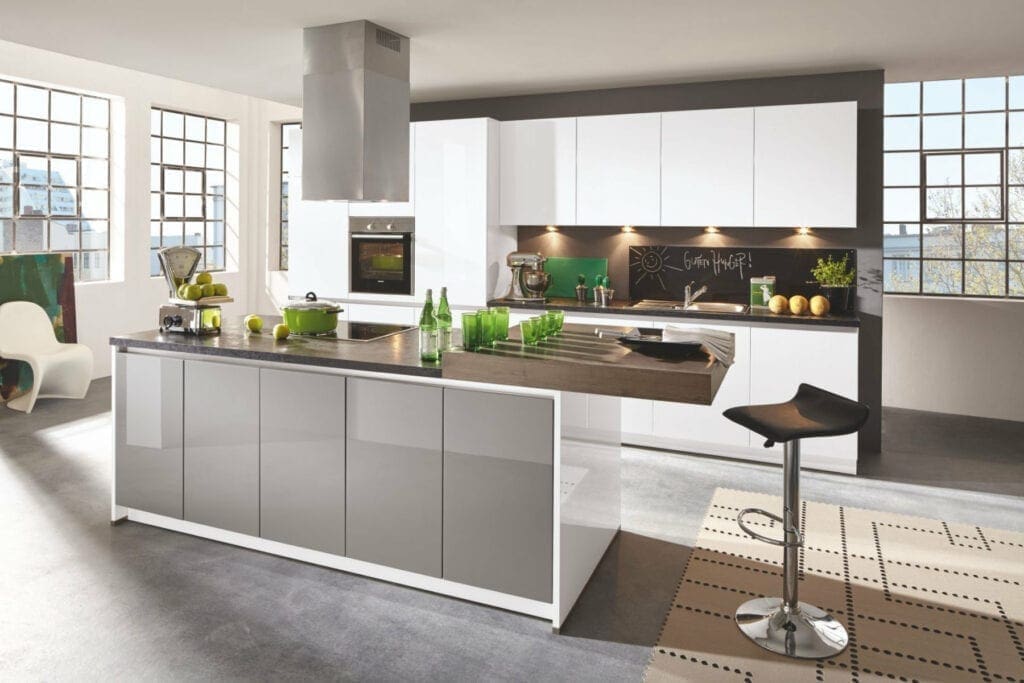 Bauformat High Gloss Handleless Kitchen With Island | MHK Kitchen Experts