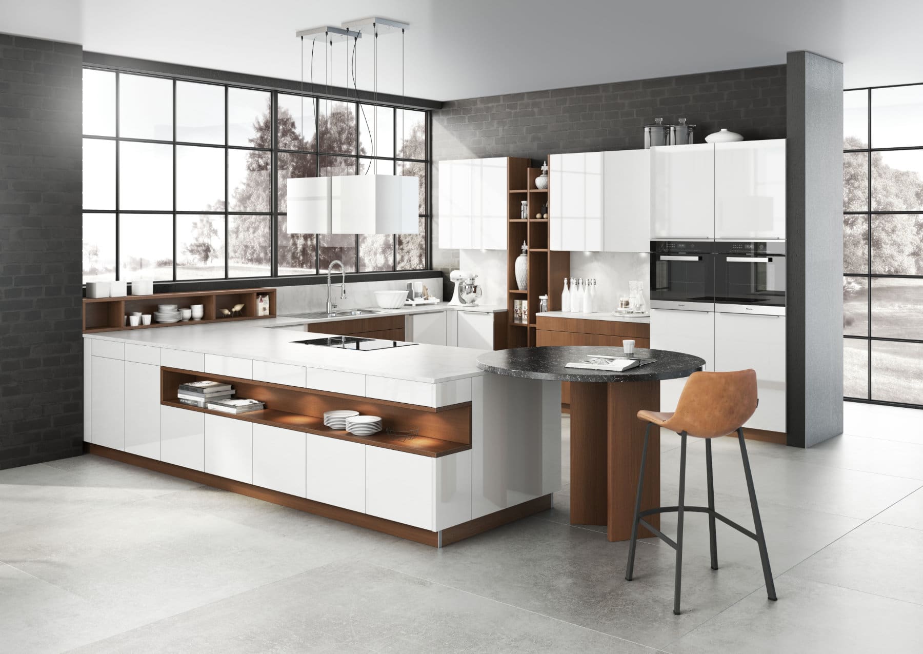 Bauformat High Gloss White U Shaped Handleless Kitchen 1 | MHK Kitchen Experts