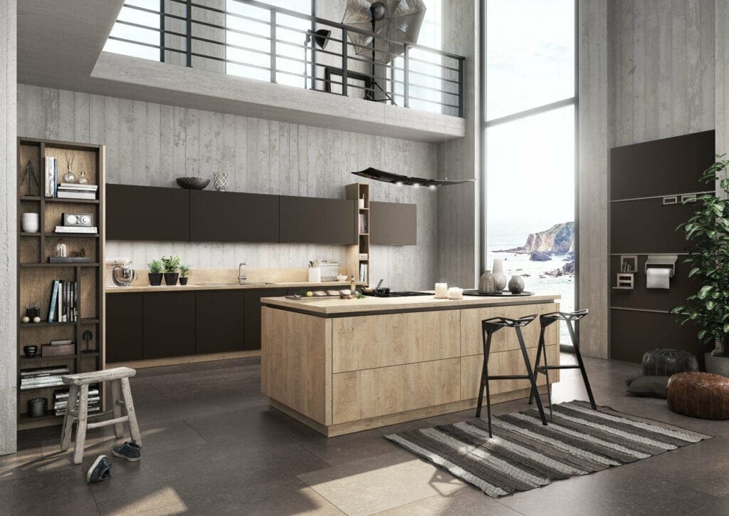 Bauformat Matt Wood Handleless Kitchen With Island 1 | MHK Kitchen Experts