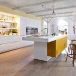 Bauformat White Gloss Mustard Open Plan Kitchen With Island 4 | MHK Kitchen Experts