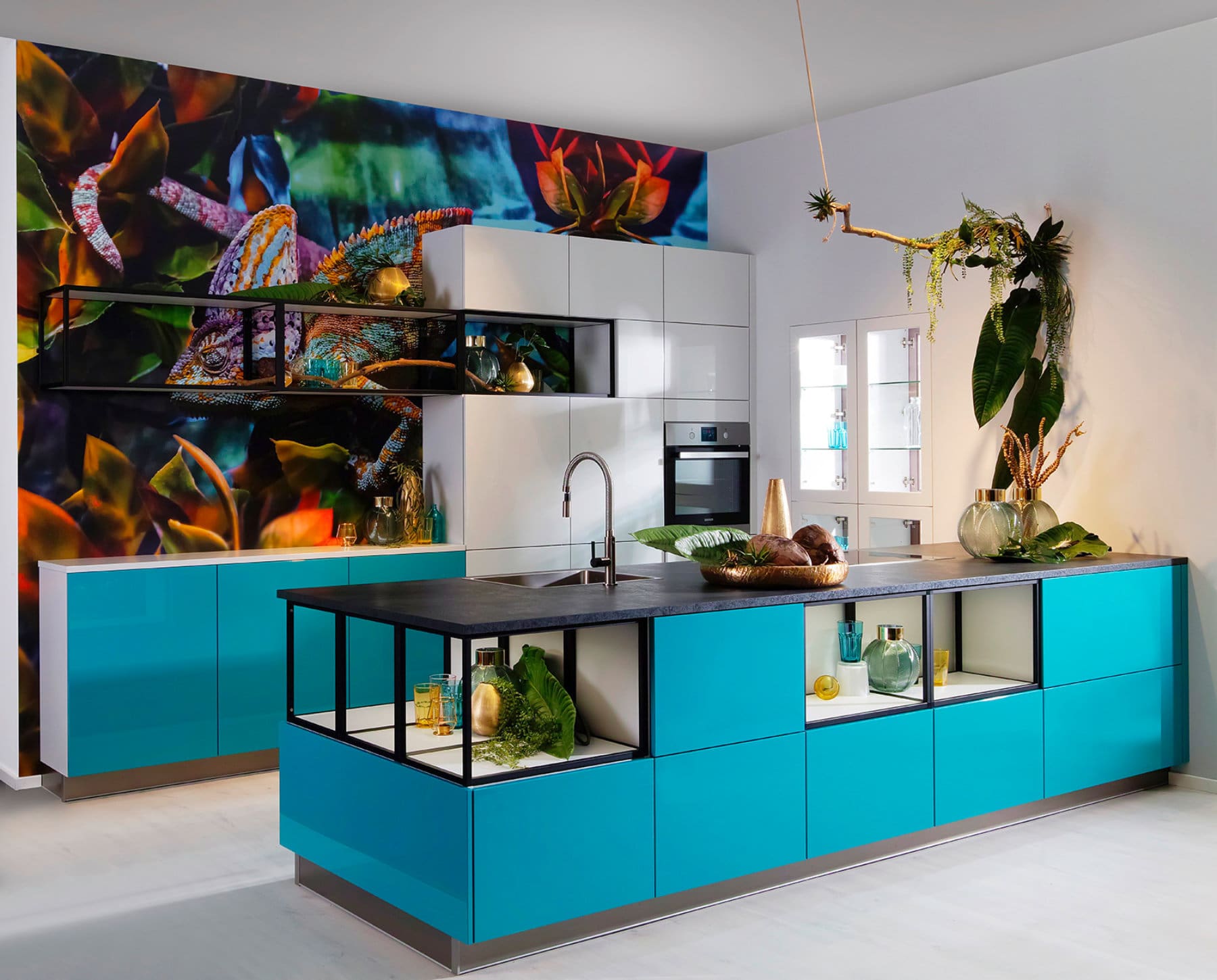 Brigitte Azure Blue Handleless Kitchen | MHK Kitchen Experts
