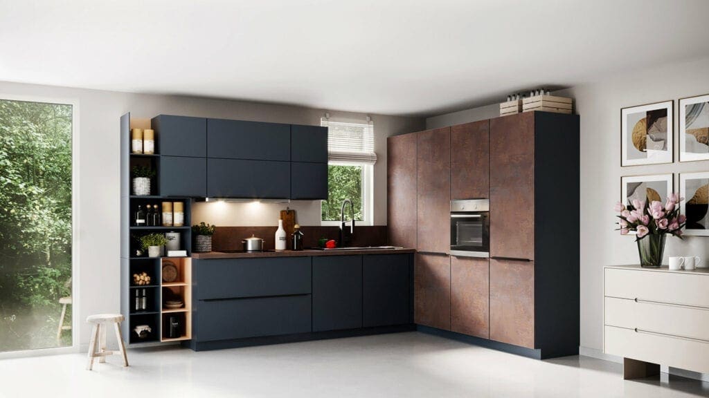 Brigitte Matt Velvet Blue Metal Oxide Kitchen | MHK Kitchen Experts