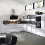 Brigitte Matt White L Shaped Kitchen | MHK Kitchen Experts