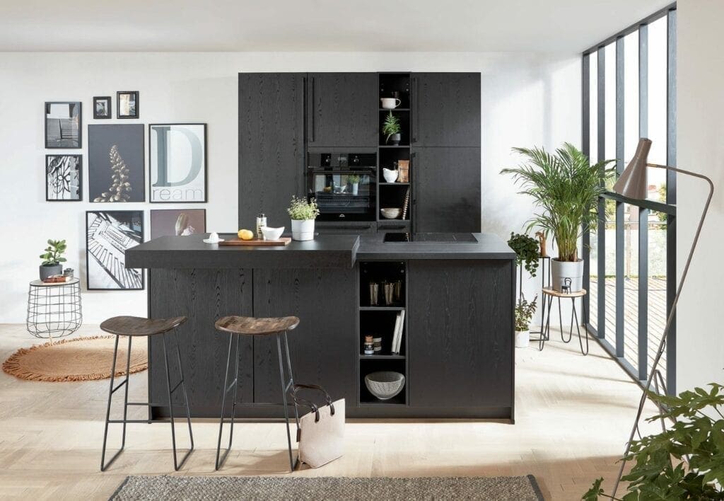 Nobilia Dark Compact Handleless Kitchen With Island 2021 | MHK Kitchen Experts