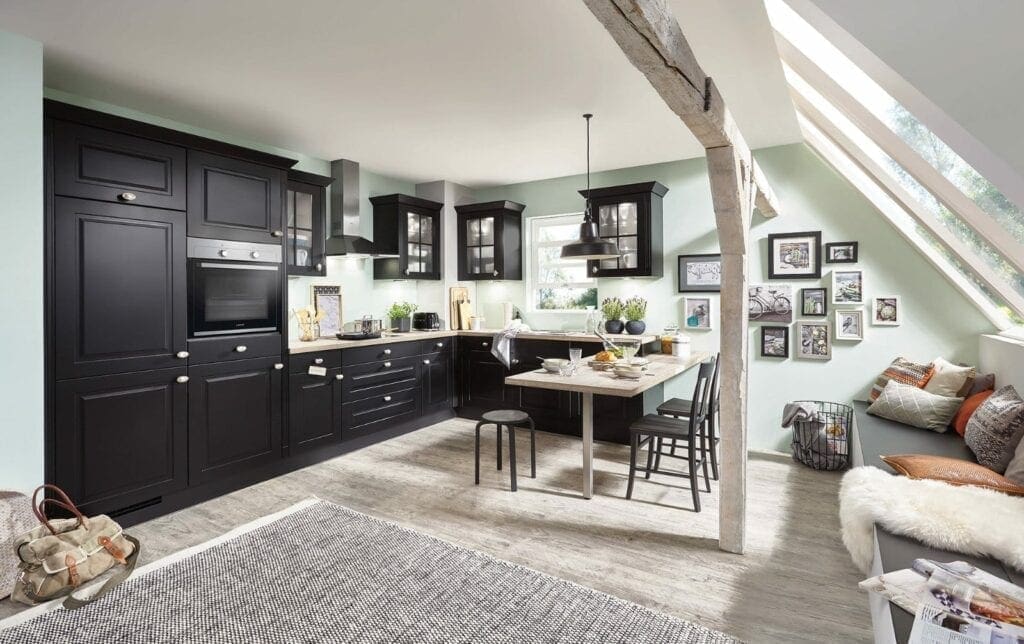 Nobilia Matt Black Shaker Open Plan L Shaped Kitchen 2021 1 | MHK Kitchen Experts