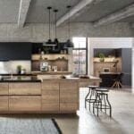 Nobilia Matt Black Wood Open Plan Handleless Kitchen With Island 2021 1 | MHK Kitchen Experts