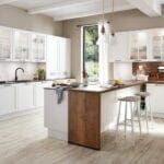 Nobilia Matt White Wood Shaker Open Plan L Shaped Kitchen With Island 2021 1 | MHK Kitchen Experts