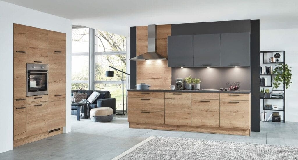 Nobilia Matt Wood Open Plan Kitchen 2021 | MHK Kitchen Experts