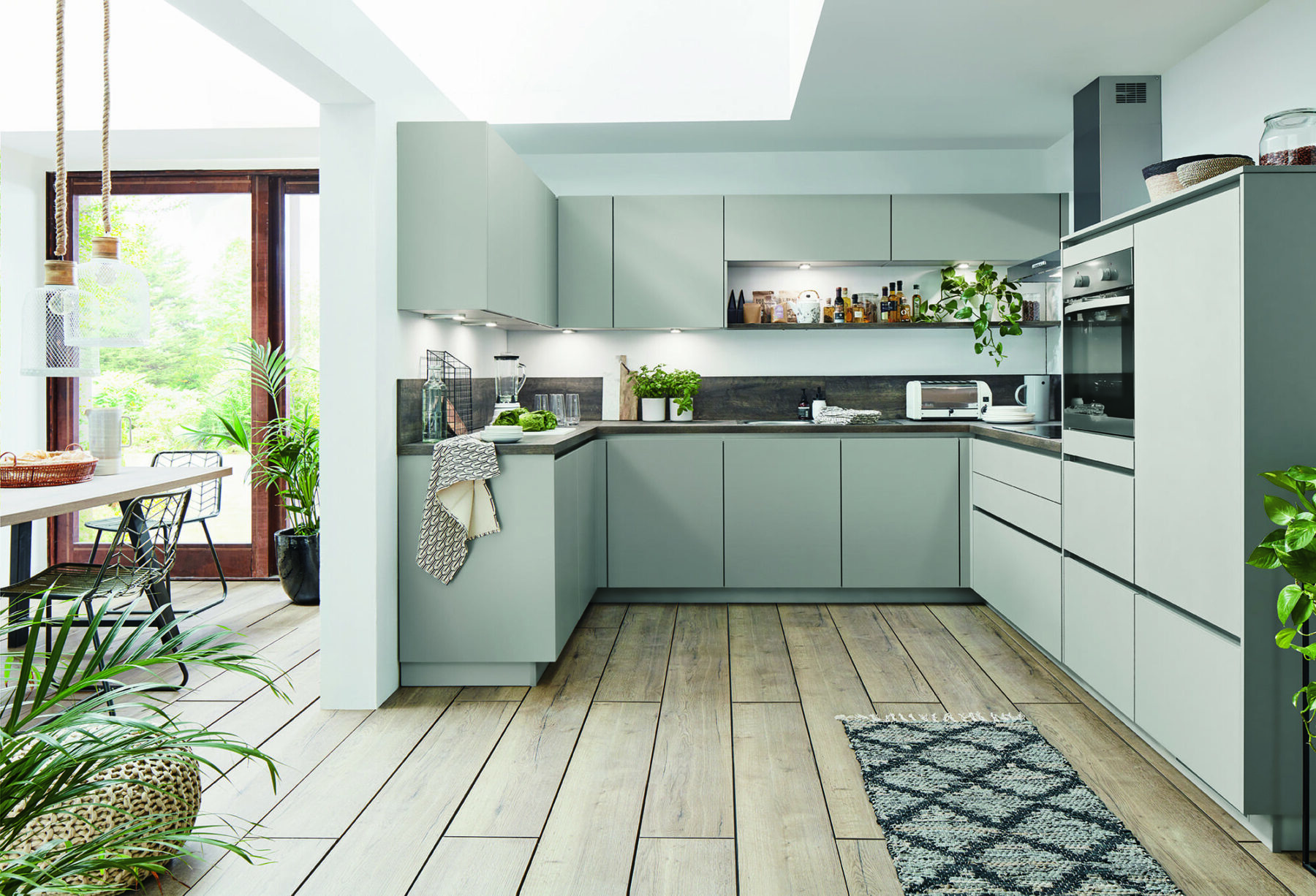 Nobilia Modern Grey Matt Handleless U Shaped Kitchen 2021 1 | MHK Kitchen Experts