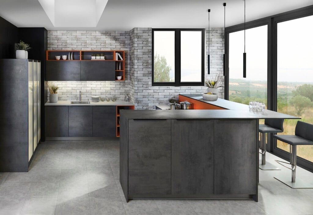 Best German Kitchens- Brigitte Dark Concrete Kitchen | MHK Kitchen Experts