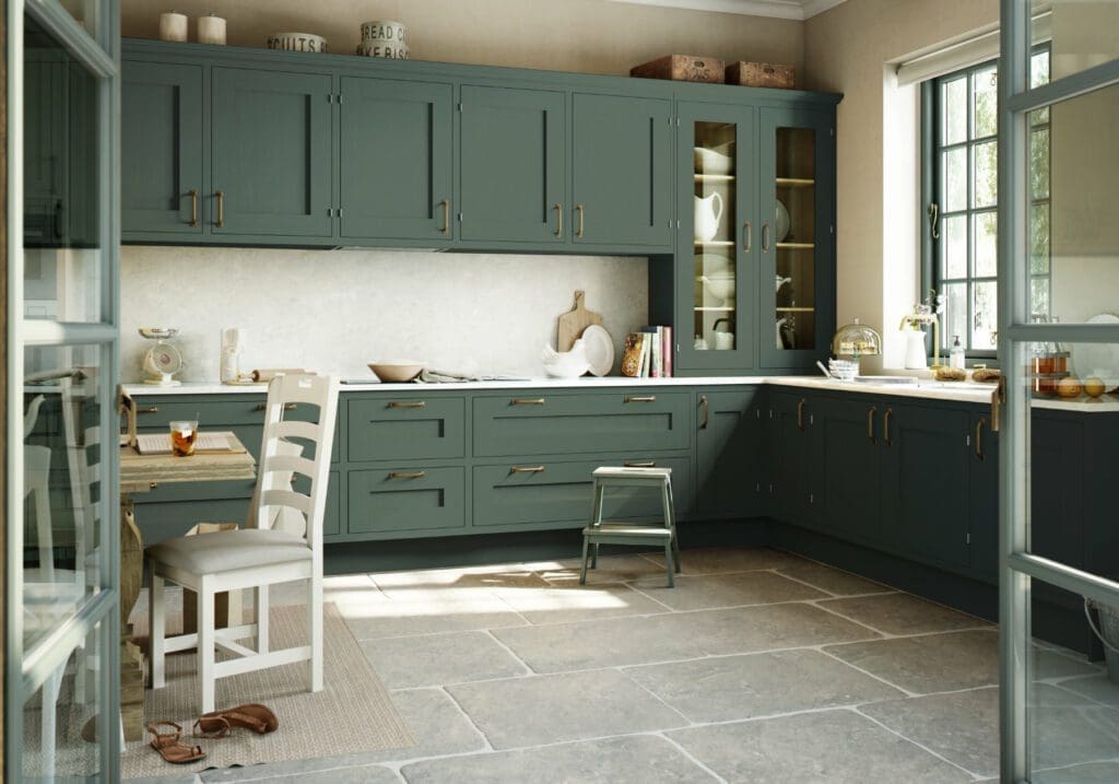 Kitchen trends 2022 Manor Interiors Green Shaker Kitchen | MHK Kitchen Experts