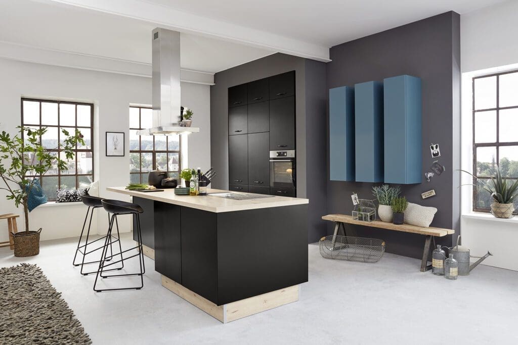 Matt Black Acqua Blue | MHK Kitchen Experts