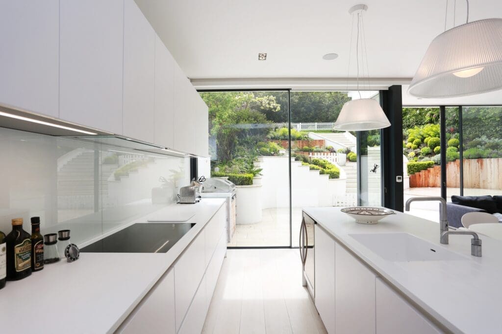 7.Polar White Galley Kitchen Design Copy | MHK Kitchen Experts