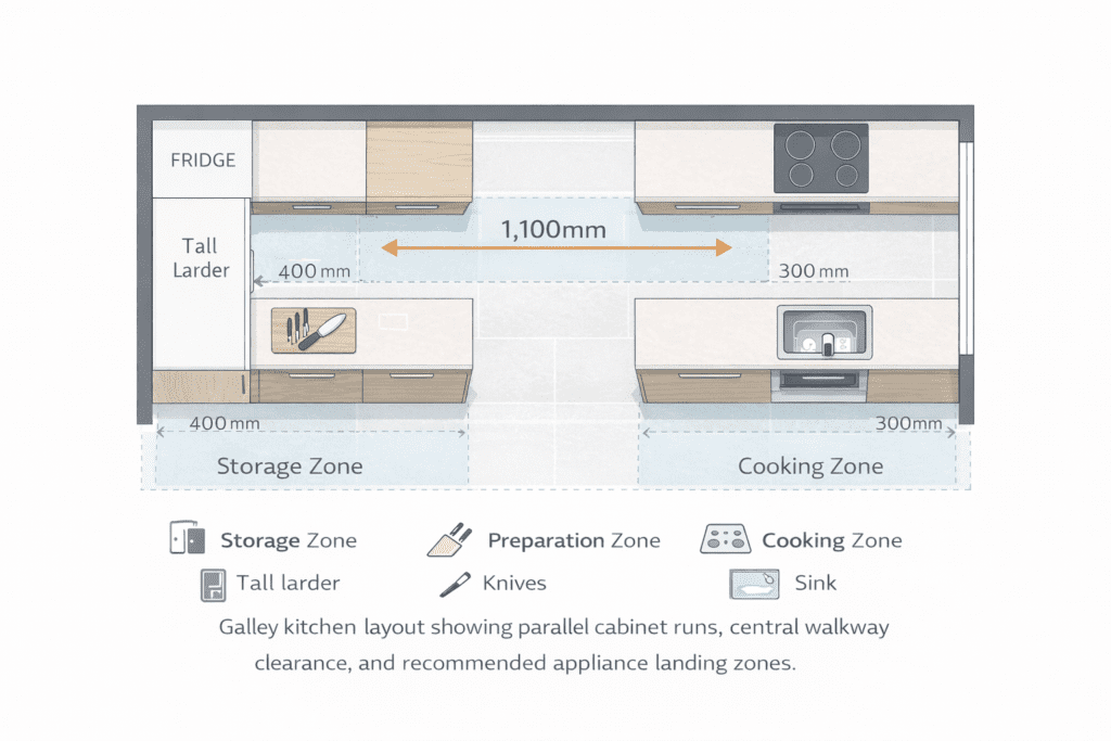 Galley Kitchen Layout Clearances | MHK Kitchen Experts