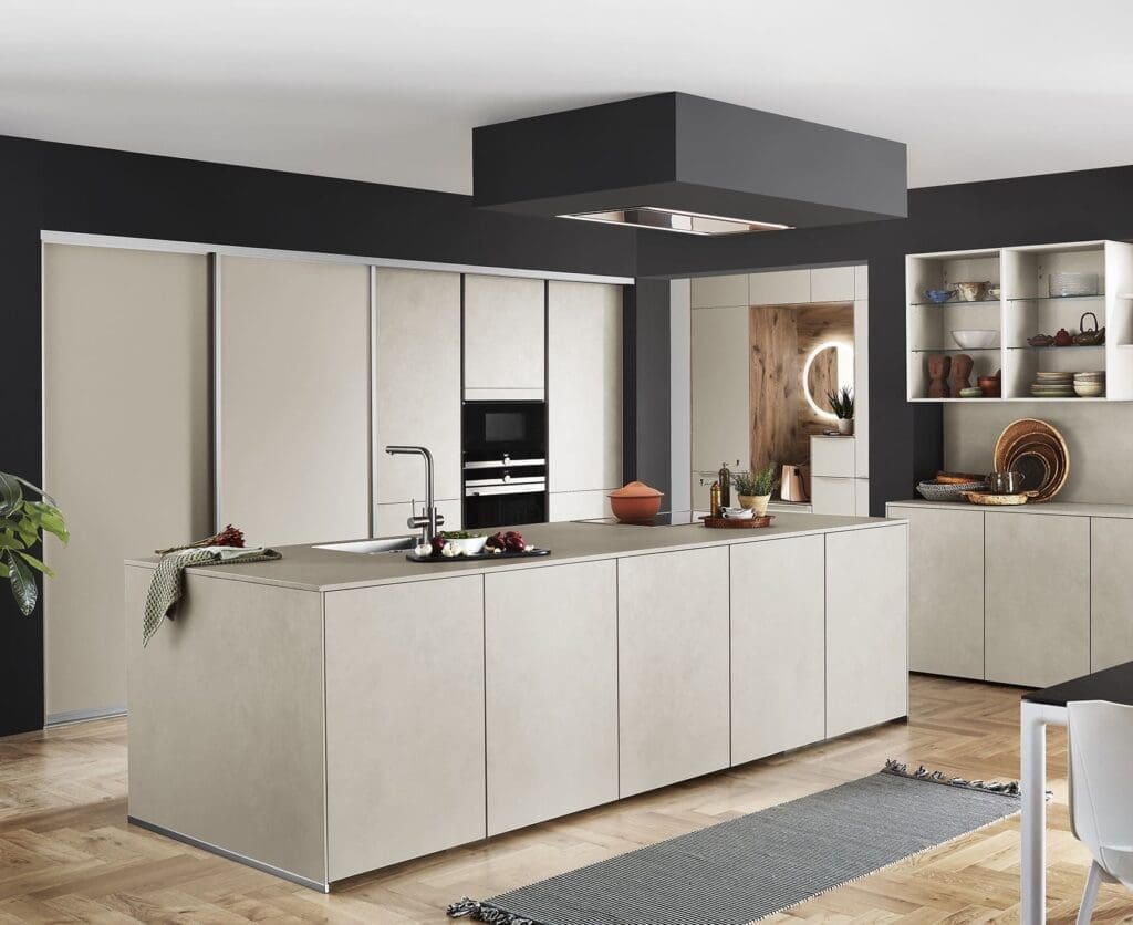 Nobilia Grey Handleless Concrete Kitchen | MHK Kitchen Experts