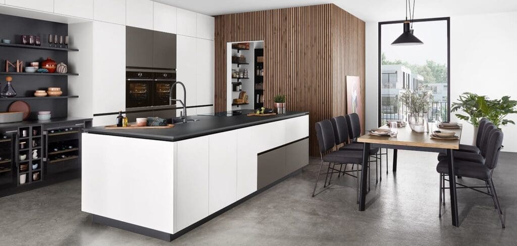 Nobilia Modern Open Plan Handleless Kitchen | MHK Kitchen Experts