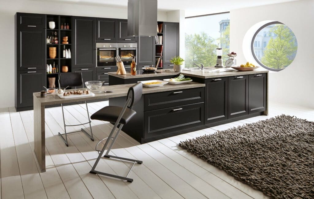 Bauformat Black Shaker Kitchen With Island | MHK Kitchen Experts