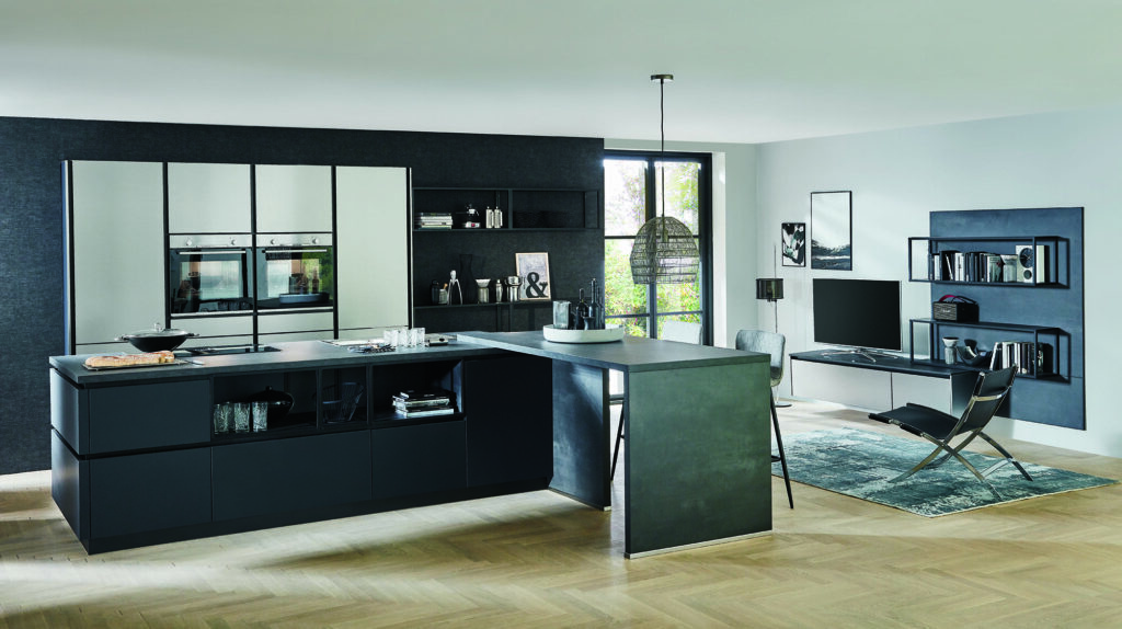 Nobilia Black Matt Metallic Handleless Kitchen With Island 2021 | MHK Kitchen Experts