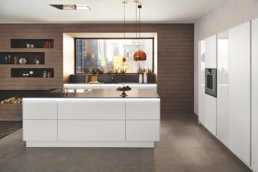 Ballerina White Gloss Handleless Kitchen | MHK Kitchen Experts