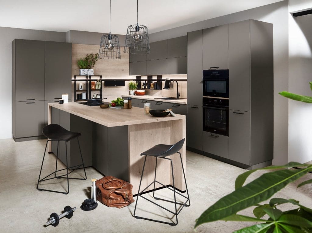 Nobilia Grey Matt Kitchen With Island | MHK Kitchen Experts