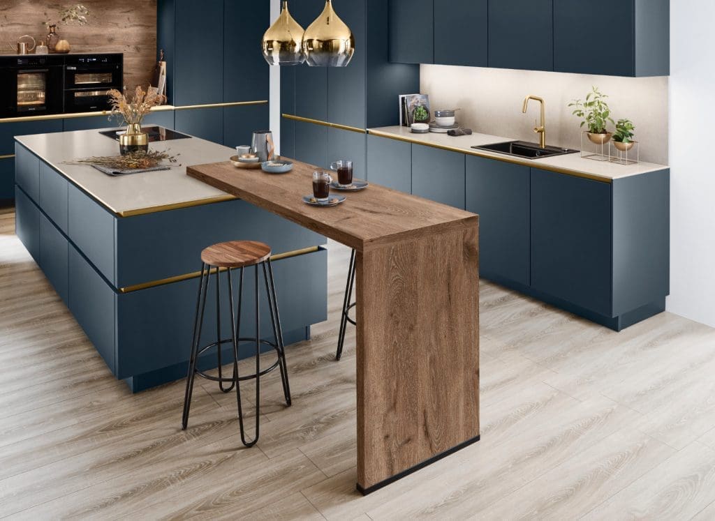 Nobilia Teal Matt Handleless Kitchen With Island | MHK Kitchen Experts Kitchen Trends 2023