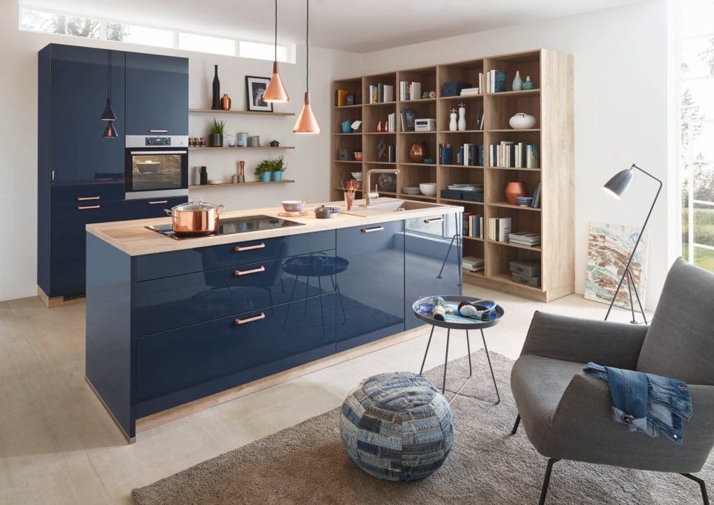 Bauformat Navy High Gloss Compact Kitchen | MHK Kitchen Experts