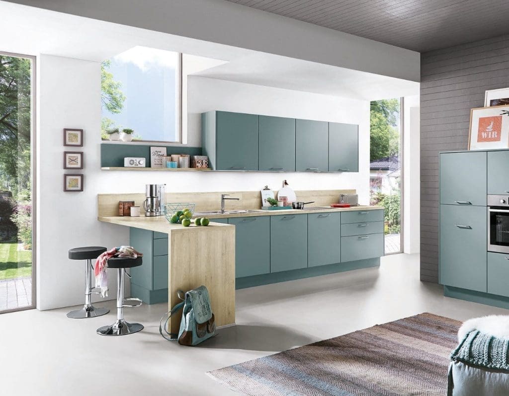 Nobilia Matt Grey Wood L Shaped Compact Kitchen 2021 1 | MHK Kitchen Experts