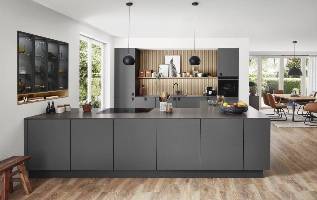 Nobilia Grey Wooden Feature Kitchen | MHK Kitchen Experts