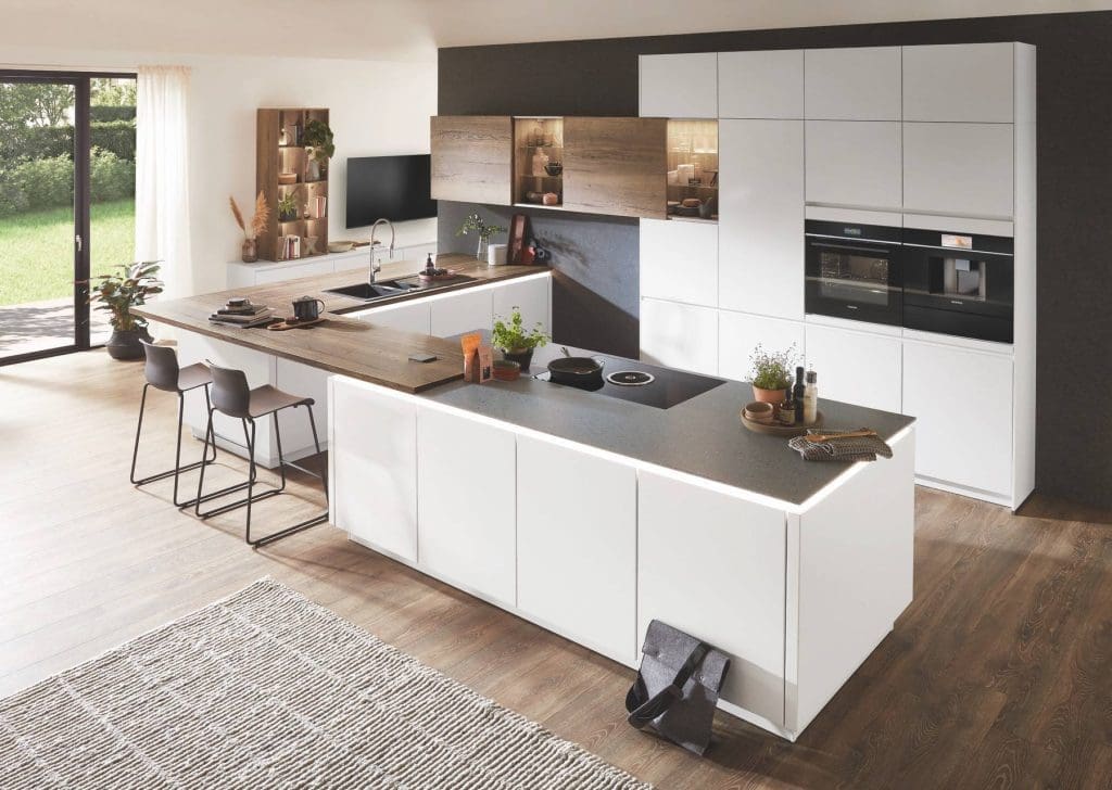 Nobilia Light Grey White Handleless Kitchen | MHK Kitchen Experts