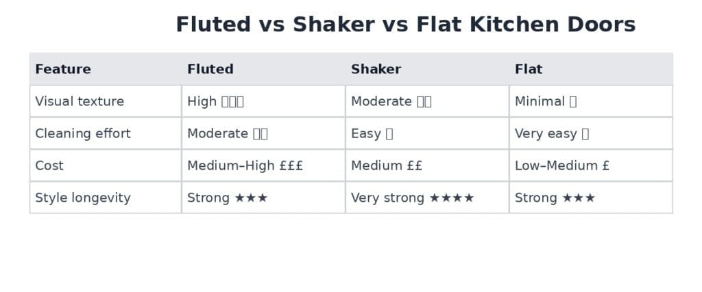 Fluted Vs Shaker Vs Flat Kitchen Doors 1 | MHK Kitchen Experts
