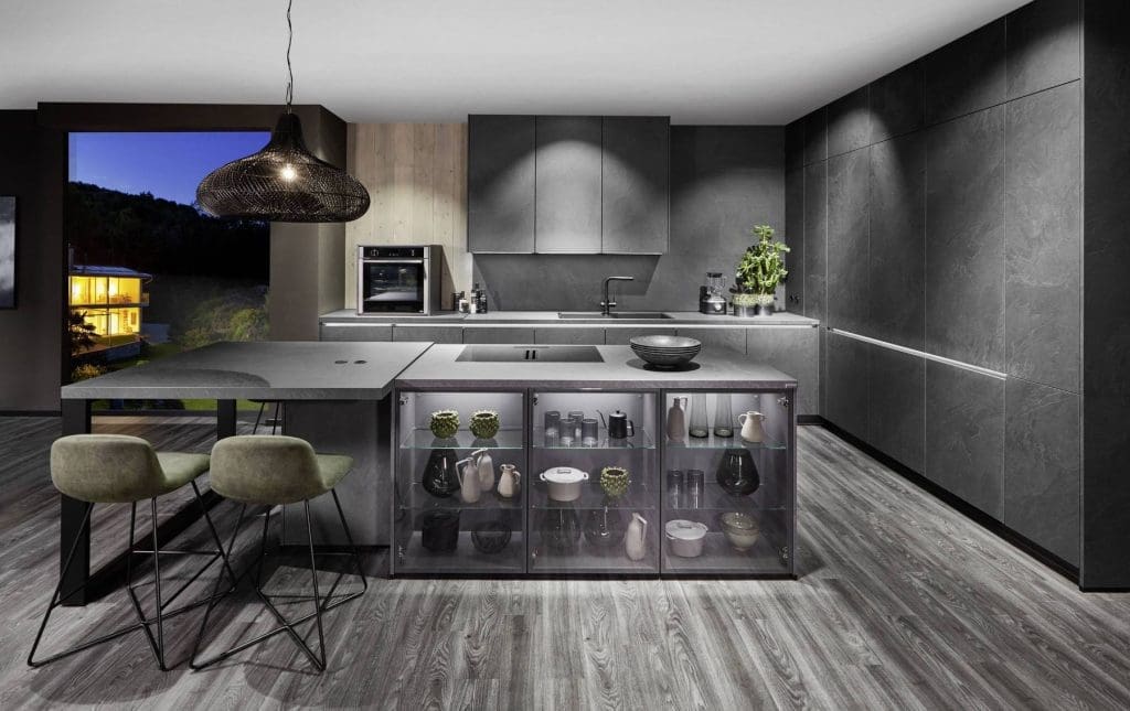 Nobilia Modern Grey Stone Island Kitchen | MHK Kitchen Experts