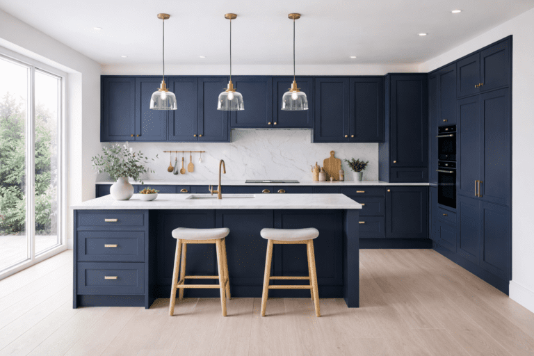 Dark Blue Shaker Kitchen Design | MHK Kitchen Experts