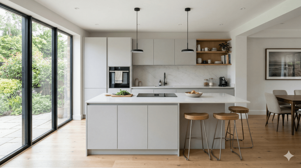 Modern Light Grey Handleless Kitchen Kitchen Experts | MHK Kitchen Experts