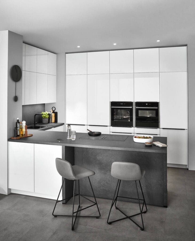 Nobilia Light Grey Gloss Handleless Kitchen | MHK Kitchen Experts
