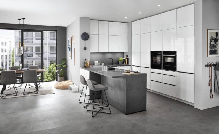 Nobilia Light Grey Gloss Kitchen | MHK Kitchen Experts