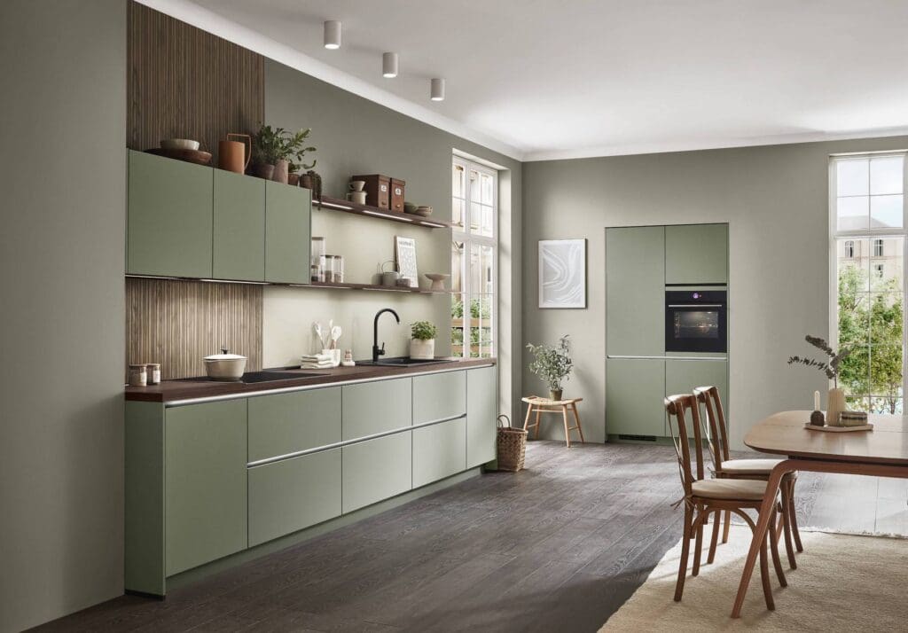 Nobilia modern green matt kitchen 
| MHK Kitchen Experts